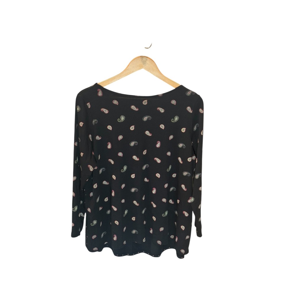 J Jill Paisley Print Top Blouse Long Sleeve Scoop Neck Women's 1X Boho Cotton